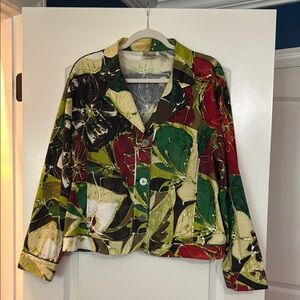 Chico's Red and Green Artistic Blazer Size 3